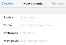 configurar mi cuenta de correo en Iphone