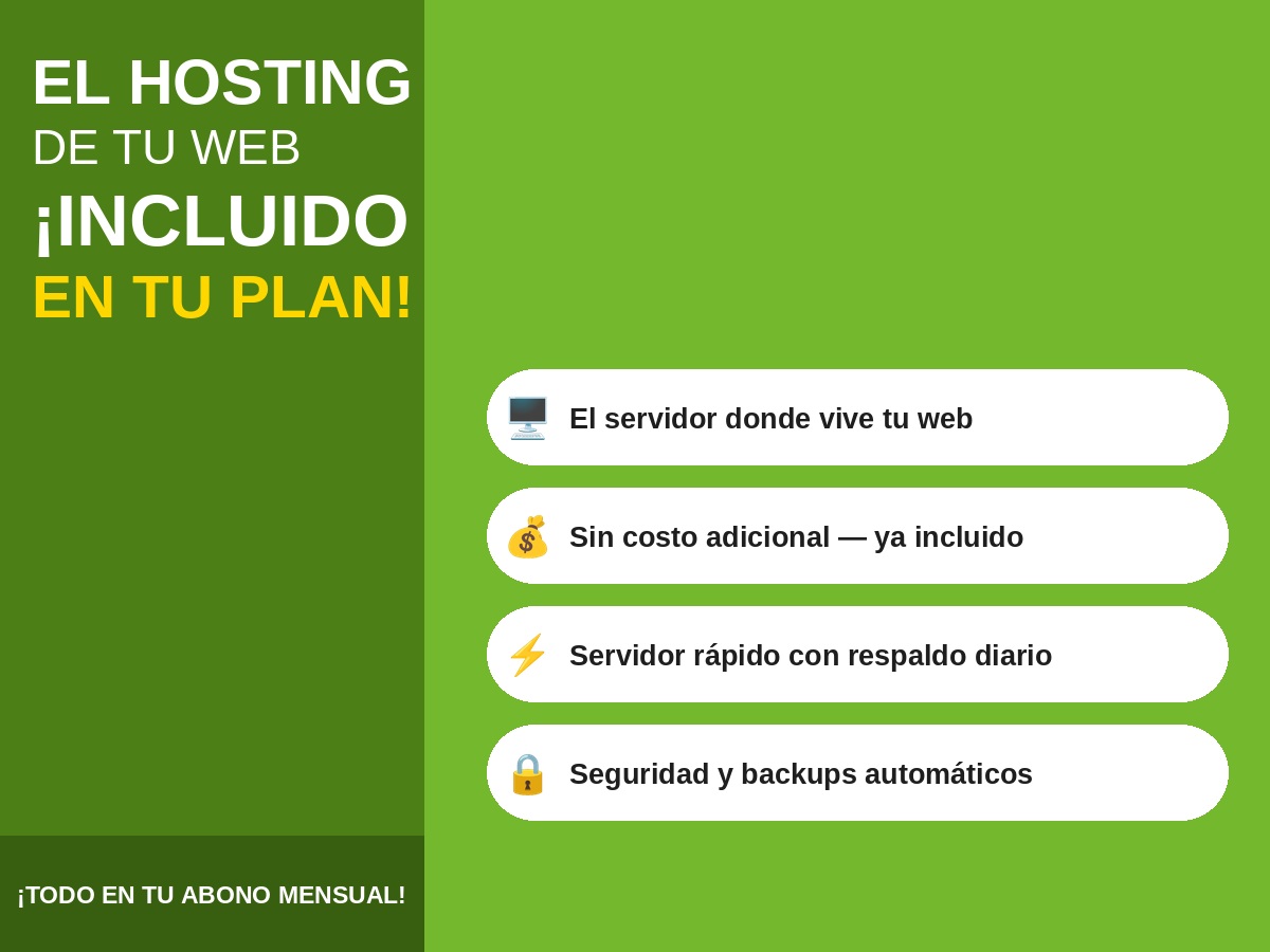 El Hosting de tu web está incluido en tu plan!